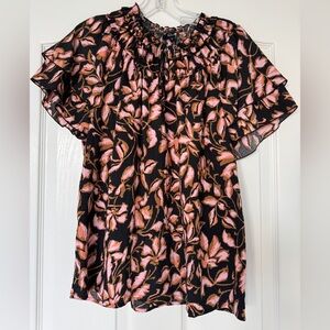 Rails Black and Pink Floral Blouse